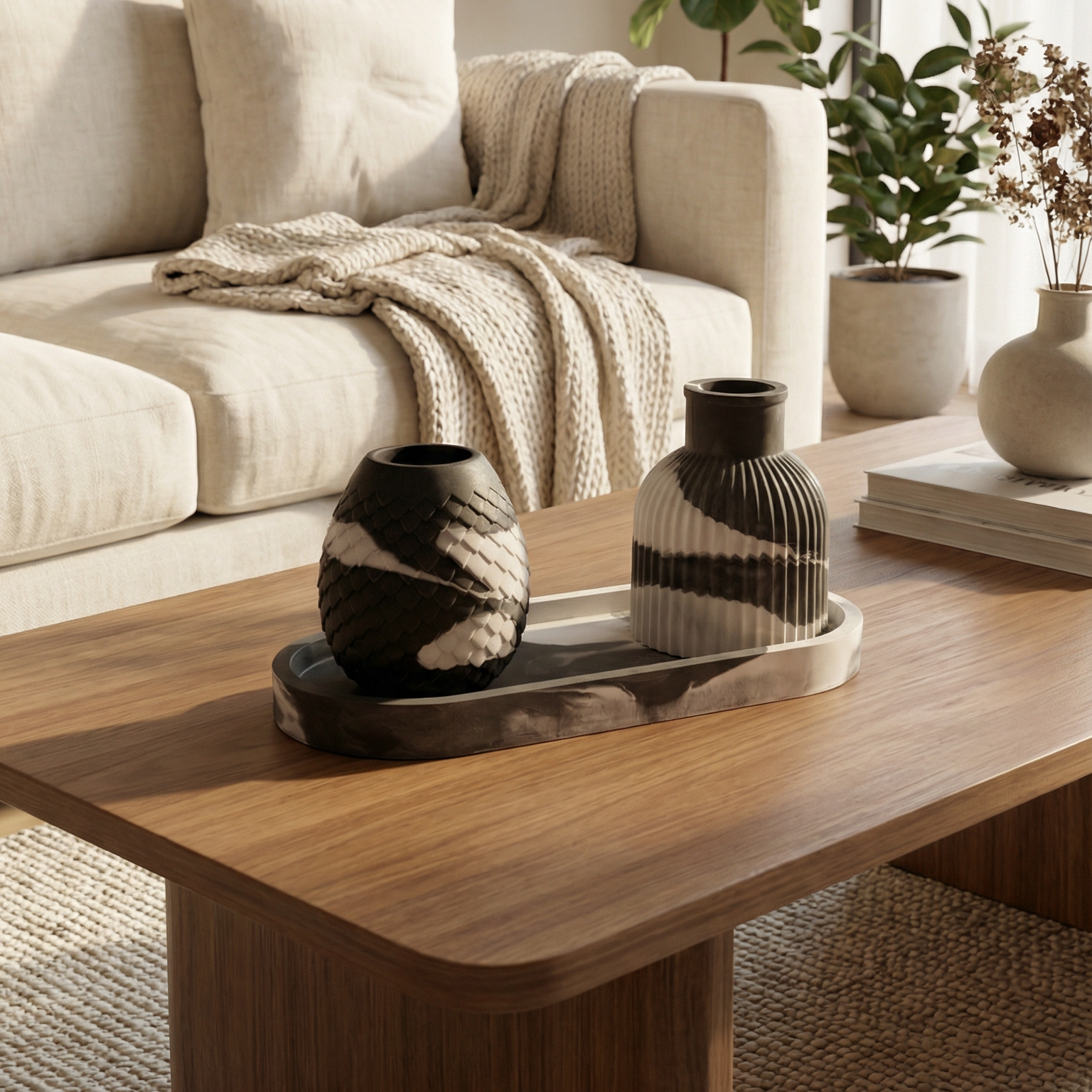Duo décoratif moderne – Élégance naturelle